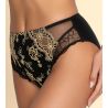 Culotte haute en dentelle noire et broderie dorée Sublime en Or Noir Éclat