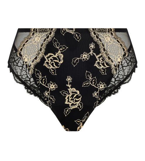 Culotte haute en dentelle noire et broderie dorée Sublime en Or Noir Éclat