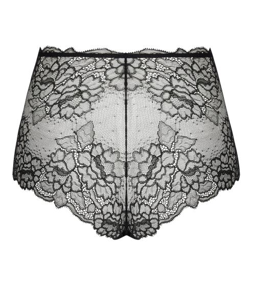 Shorty haut sexy en dentelle noire et broderie dorée Sublime en Or Noir Éclat