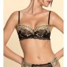 Soutien gorge corbeille en dentelle noire et broderie dorée Sublime en Or Noir Éclat