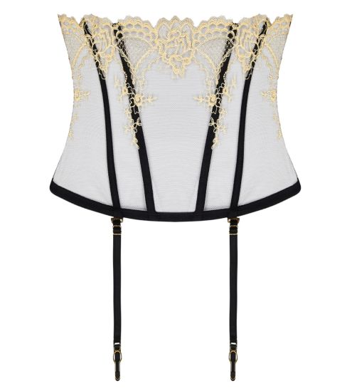 Galbe taille noir avec broderie dorée Sublime en Or Noir Éclat