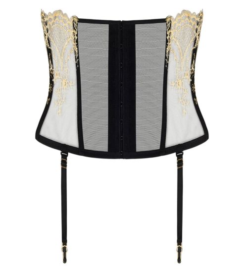 Galbe taille noir avec broderie dorée Sublime en Or Noir Éclat