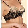 Soutien gorge emboîtant à armatures en dentelle noire et broderie dorée Sublime en Or Noir Éclat