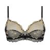 Soutien gorge emboîtant à armatures en dentelle noire et broderie dorée Sublime en Or Noir Éclat