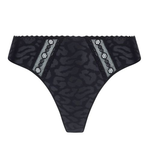 String noir imprimé léopard Sensualité Fauve