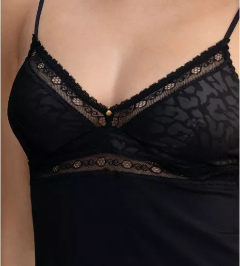 Nuisette noire imprimée léopard Sensualité Fauve