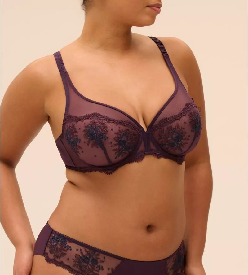Soutien gorge violet plongeant armatures Intrigue Figue