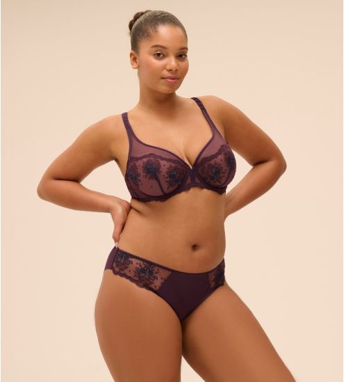 Soutien gorge violet plongeant armatures Intrigue Figue