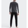 Pyjama homme thermo en velours à rayures Gris/Noir