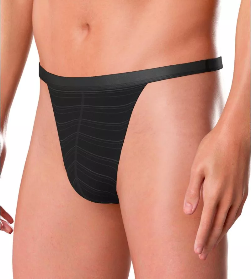 String homme avec ceinture élastique confortable I AM à rayures noir