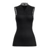 Top sans manches noir en laine et soie avec dentelle Silky Wool Glam