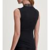 Top sans manches noir en laine et soie avec dentelle Silky Wool Glam