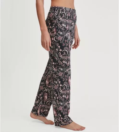 Pantalon droit imprimé hiboux Favourites Seduction noir