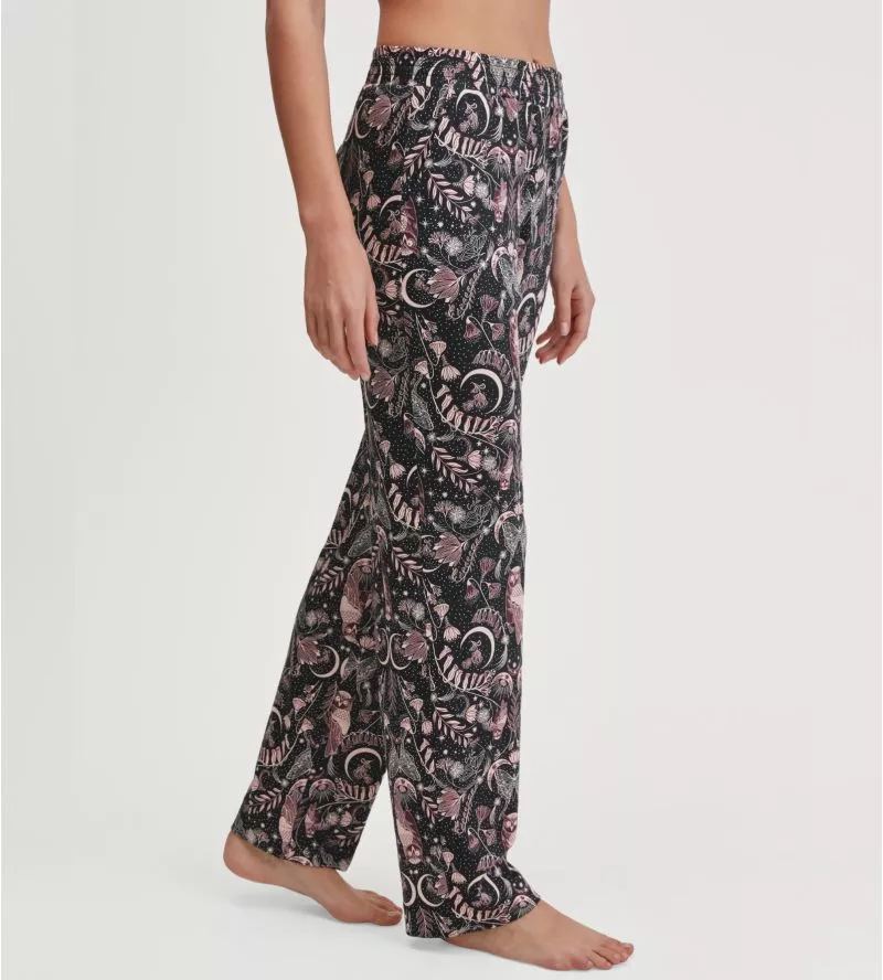 Pantalon droit imprimé hiboux Favourites Seduction noir
