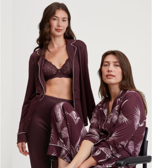 Pyjama chemise femme Moonlight Dreams Dark Burgundy
