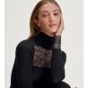 Pull fin col roulé en laine et soie avec dentelle Silky Wool Glam noir