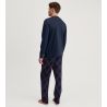 Pyjama long en coton pour homme col boutons Relax Comfy 4 Dark Sapphire