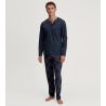 Pyjama long en coton pour homme col boutons Relax Comfy 4 Dark Sapphire