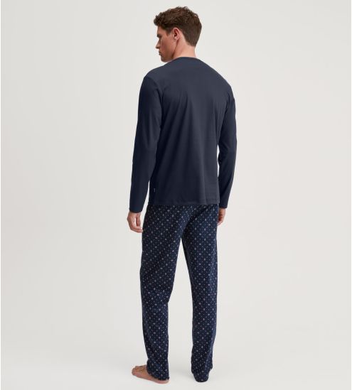 Pyjama long homme col boutonné Relax Selected 4 Dark Sapphire