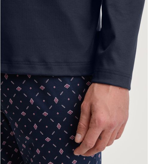 Pyjama long homme col boutonné Relax Selected 4 Dark Sapphire