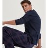 Pyjama long en coton pour homme col boutons Relax Comfy 4 Dark Sapphire