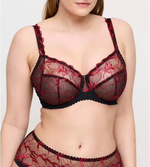 Soutien gorge semi transparent emboîtant rouge et noir Springdale