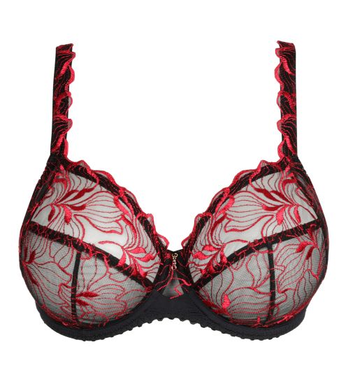 Soutien gorge semi transparent emboîtant rouge et noir Springdale