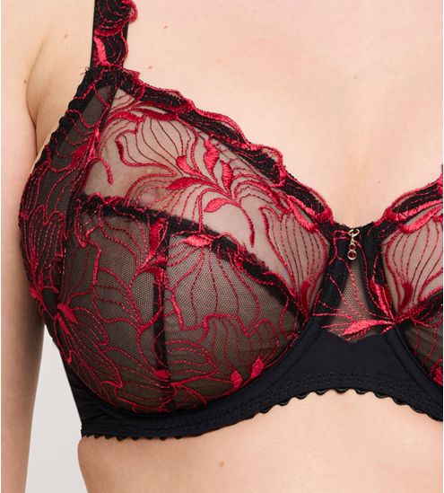 Soutien gorge semi transparent emboîtant rouge et noir Springdale