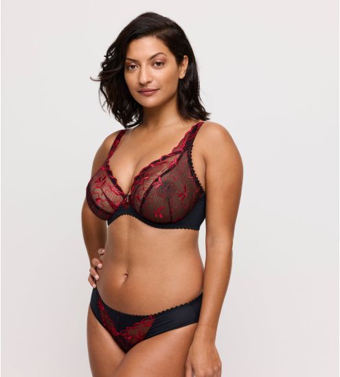 Soutien gorge rouge et noir semi transparent décolleté plongeant Springdale