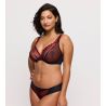 Soutien gorge rouge et noir semi transparent décolleté plongeant Springdale