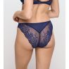 Slip brésilien bleu en dentelle et paillettes Musea