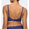 Soutien gorge push up bleu forme coeur dentelle et paillettes Musea