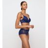 Soutien gorge push up bleu forme coeur dentelle et paillettes Musea