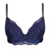 Soutien gorge push up bleu forme coeur dentelle et paillettes Musea
