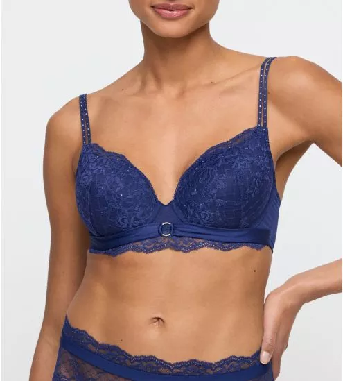 Bra Blue Push Up Blue Lace...