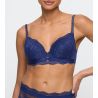 Soutien gorge push up bleu forme coeur dentelle et paillettes Musea