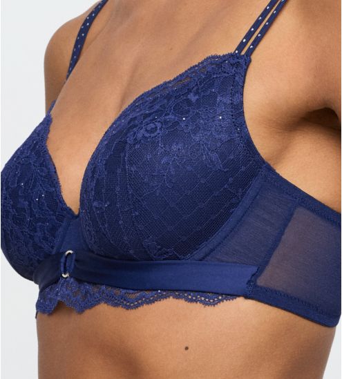 Bra Blue Push Up Blue Lace...