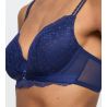Soutien gorge push up bleu forme coeur dentelle et paillettes Musea