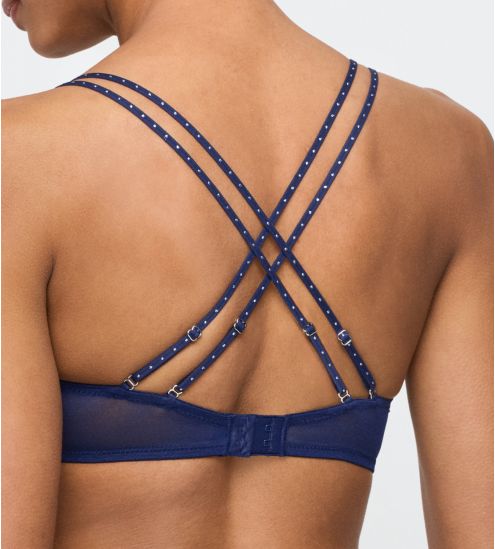 Soutien gorge triangle sans armatures bleu en dentelle et paillettes Musea