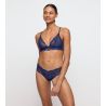 Soutien gorge triangle sans armatures bleu en dentelle et paillettes Musea