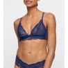 Soutien gorge triangle sans armatures bleu en dentelle et paillettes Musea