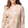 Pyjama chemise pour femme beige imprimé floral blanc