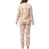 Pyjama chemise pour femme beige imprimé floral blanc