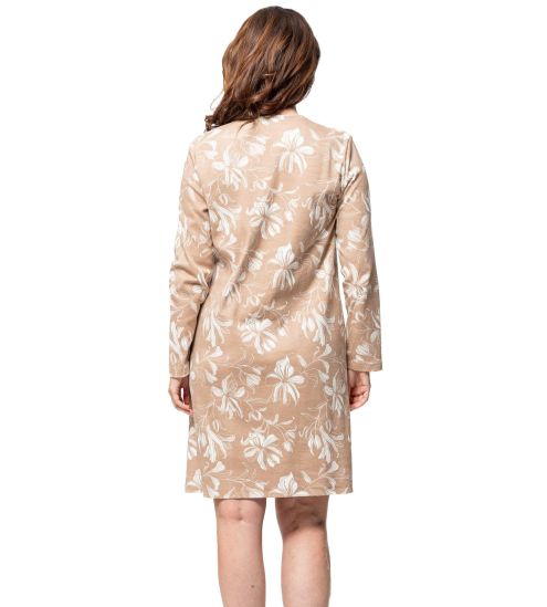 Liquette à manches longues beige imprimé floral blanc