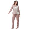 Pyjama polaire femme mauve avec grande fleur avant