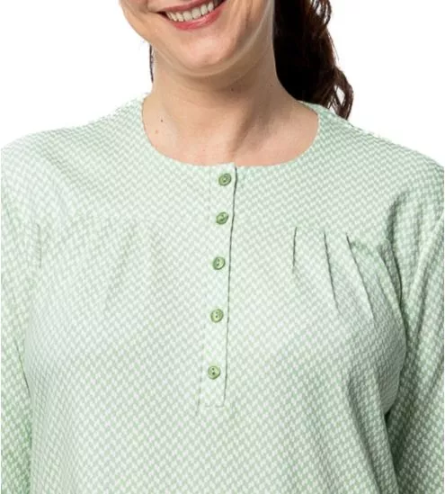 Chemise de nuit longue détails graphiques vert/blanc