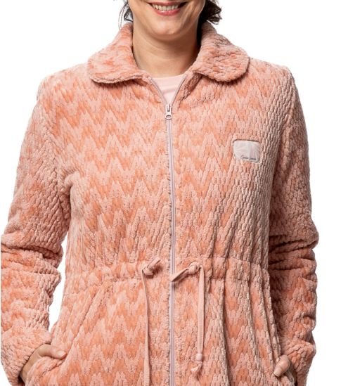 Veste pilou uni rose avec fermeture éclair