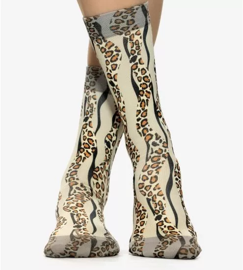 Leo Wave Brown Woman Socks