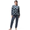 Pyjama doux en velours bleu imprimé fleurs