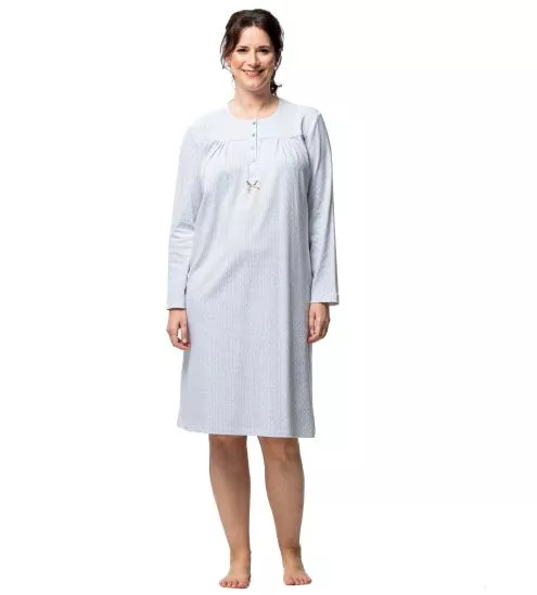 Chemise de nuit longue à manches longues bleue
